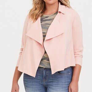 Plus Size 3X Torrid Pink Twill Drape Front Jacket
